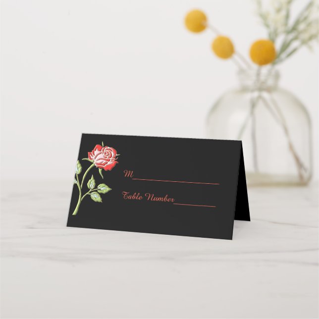 Simple Coloured Rose Place Card (Front)