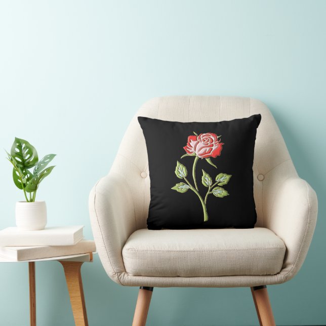 Simple Coloured Rose Throw Pillow (Chair)
