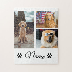 Simple colourful animal add name photo collage jigsaw puzzle