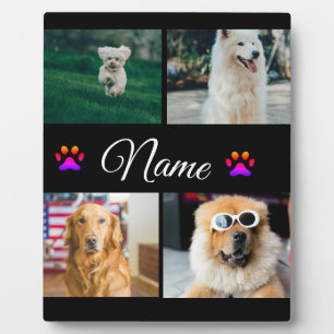 Simple colourful animal add name photo collage plaque