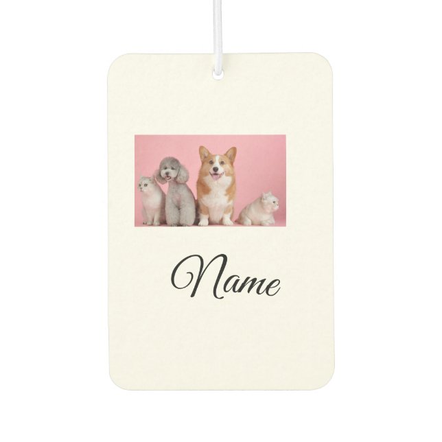 Simple colourful animal add name photo custom air freshener (Front)