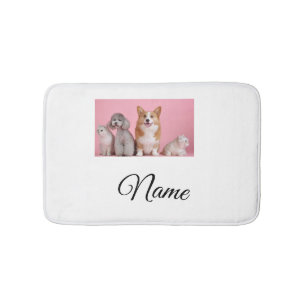 Simple colourful animal add name photo custom bath mat