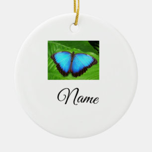 Simple colourful animal add name photo custom butt ceramic ornament