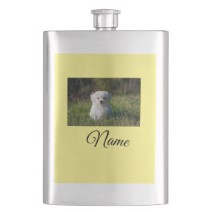 Simple colourful animal add name photo custom thro hip flask
