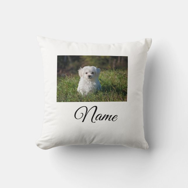 Simple colourful animal add name photo custom throw pillow (Front)