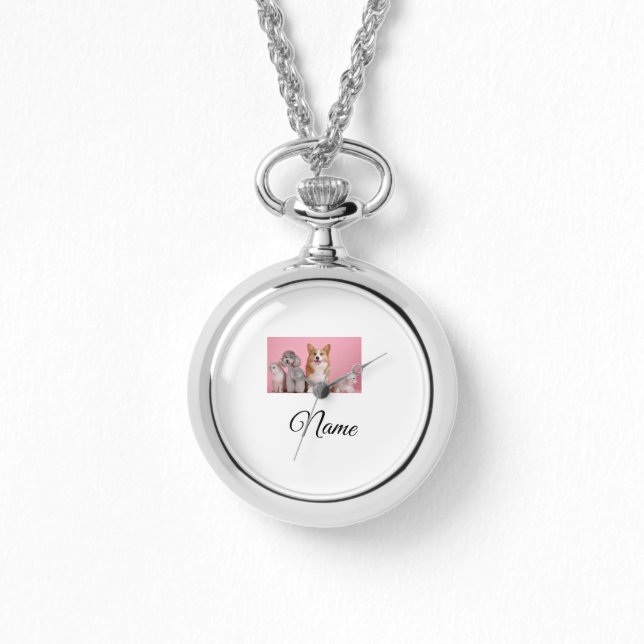 Simple colourful animal add name photo custom watch (Front)