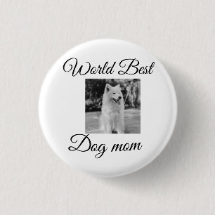 Simple colourful animal add name photo dog mom gif 1 inch round button
