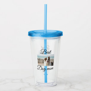 Simple colourful animal add name photo dog mom gif acrylic tumbler