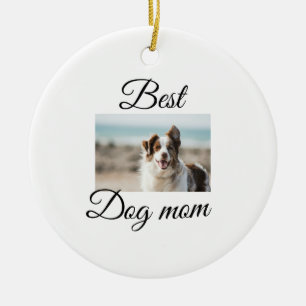 Simple colourful animal add name photo dog mom gif ceramic ornament