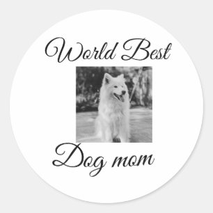 Simple colourful animal add name photo dog mom gif classic round sticker