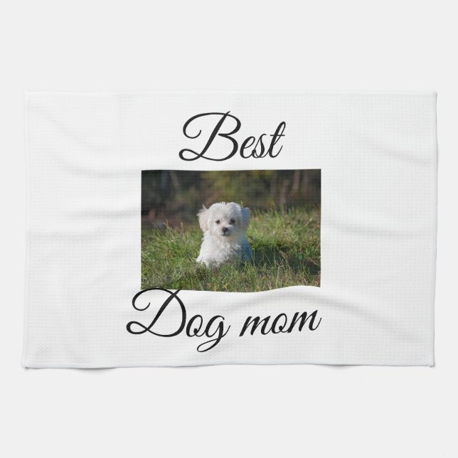 Simple colourful animal add name photo dog mom gif kitchen towel (Horizontal)