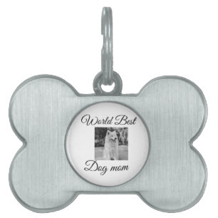 Simple colourful animal add name photo dog mom gif pet ID tag