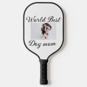 Simple colourful animal add name photo dog mom gif pickleball paddle