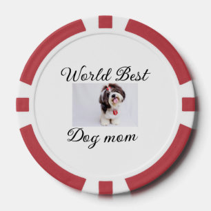 Simple colourful animal add name photo dog mom gif poker chips