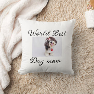 Simple colourful animal add name photo dog mom gif throw pillow