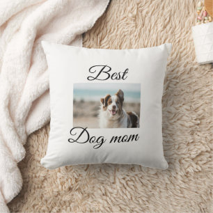 Simple colourful animal add name photo dog mom gif throw pillow