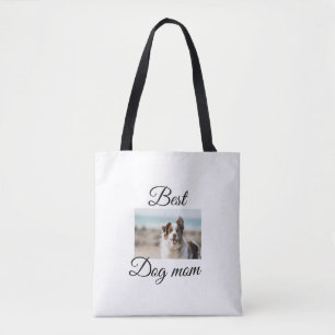 Simple colourful animal add name photo dog mom gif tote bag