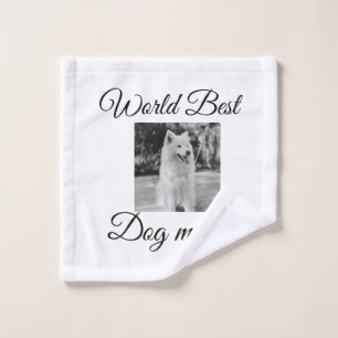 Simple colourful animal add name photo dog mom gif wash cloth