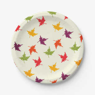 Simple Colourful Autumn Leaf Fall Leaves Paper Plate