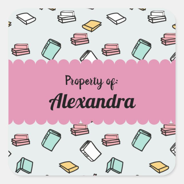 Simple Colourful Books Pattern Personalized label (Front)