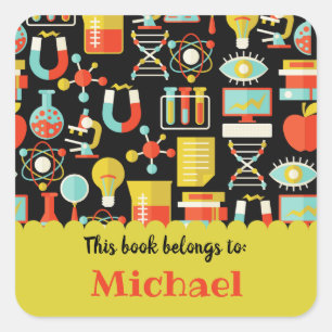 Simple Colourful Books Pattern Personalized label