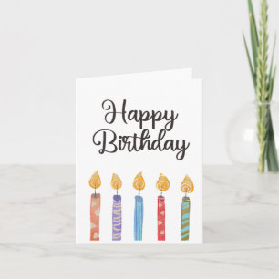 Simple Colourful Bright Happy Birthday Candles Card