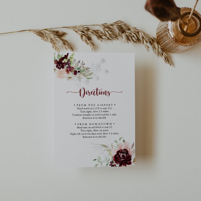 Simple Colourful Classic Floral Wedding Directions Enclosure Card (Creator Uploaded)