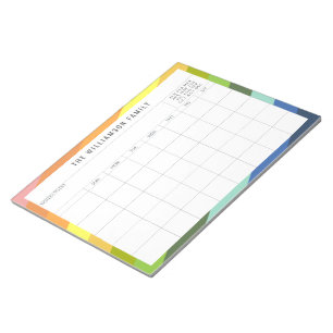 Simple Colourful Custom Family Planner Calendar Notepad