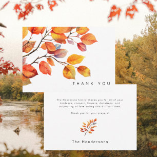 Simple Colourful Fall Foliage Funeral Thank You Card