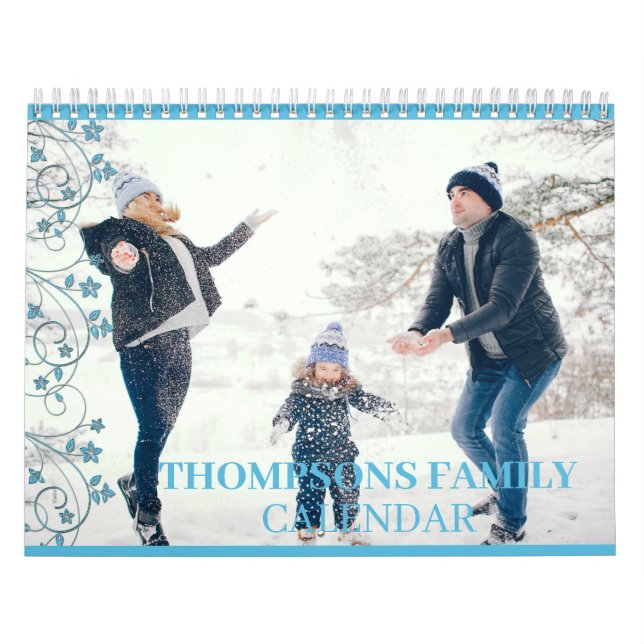 Simple Colourful Family Photo Classic Scrolls Calendar (Cover)