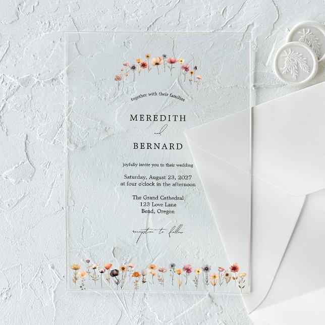 Simple Colourful Floral Wedding Acrylic Invitations (Creator Uploaded)