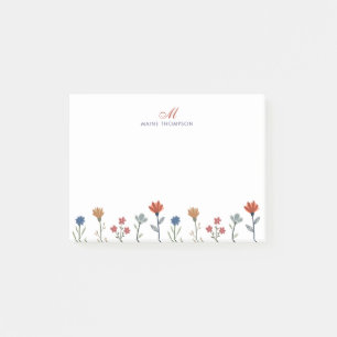 Simple Colourful Flowers Script Monogram Stripes Post-it Notes
