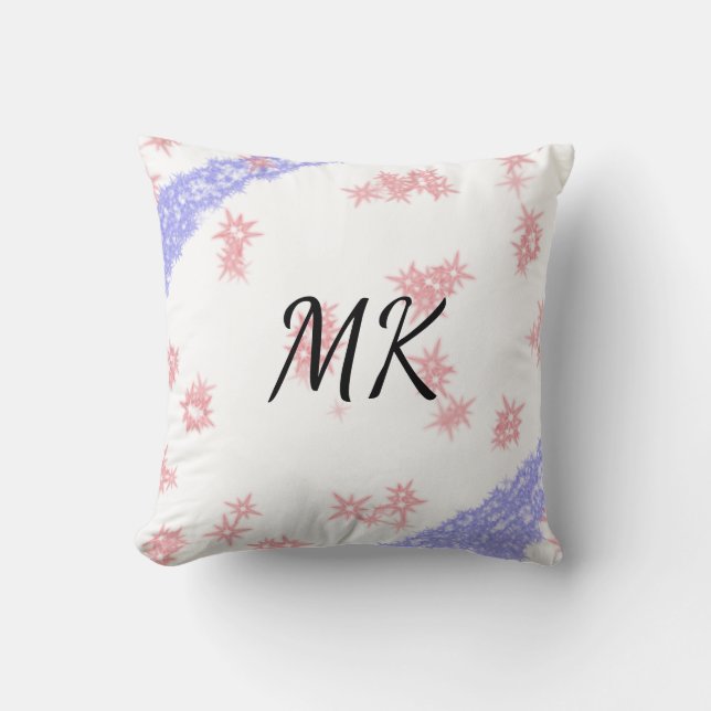 Simple colourful glitter spark pattern add monogra throw pillow (Front)