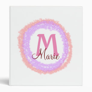 Simple colourful glitter sparkle add name monogram binder