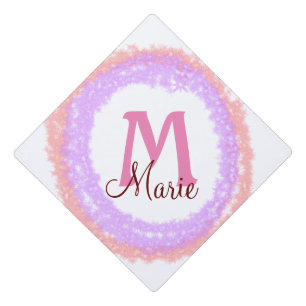Simple colourful glitter sparkle add name monogram graduation cap topper