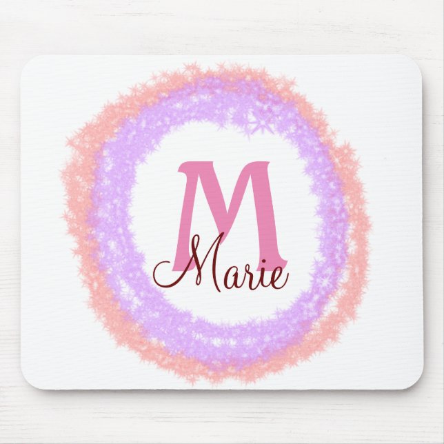Simple colourful glitter sparkle add name monogram mouse pad (Front)