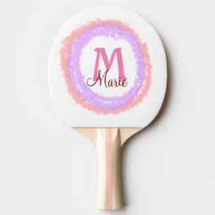 Simple colourful glitter sparkle add name monogram ping pong paddle