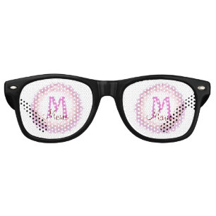 Simple colourful glitter sparkle add name monogram retro sunglasses