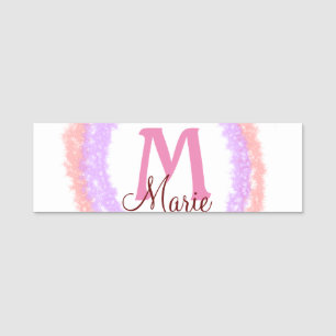 Simple colourful glitter sparkle add name monogram tag