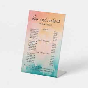 Simple & colourful hair makeup salon price  pedestal sign