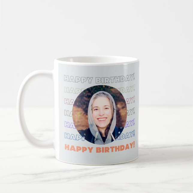 Simple Colourful Happy Birthday Custom Add Photo  Coffee Mug (Left)