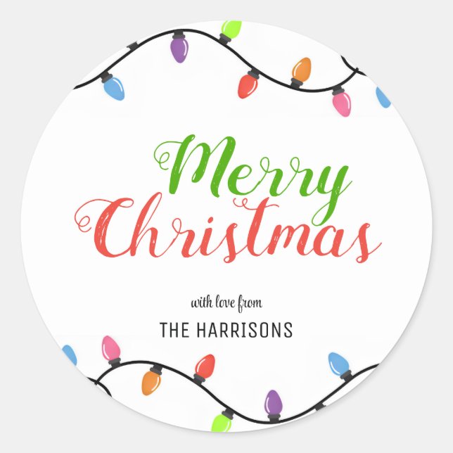 Simple Colourful Light Bulbs Christmas  Classic Round Sticker (Front)