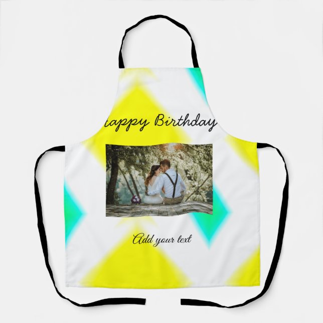 simple colourful minimal happy birthday add your   apron (Front)
