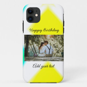 simple colourful minimal happy birthday add your   iPhone 11 case