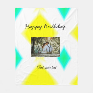 simple colourful minimal happy birthday add your   fleece blanket
