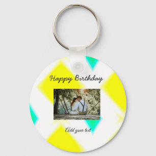 simple colourful minimal happy birthday add your keychain