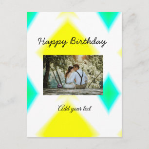 simple colourful minimal happy birthday add your   postcard