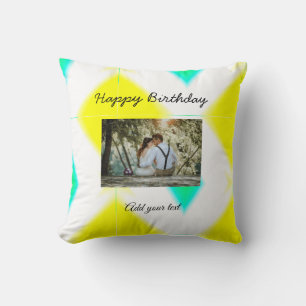 simple colourful minimal happy birthday add your throw pillow