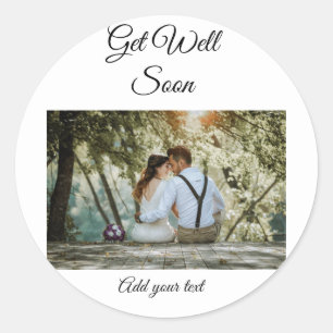 simple colourful minimal loving get well soon classic round sticker