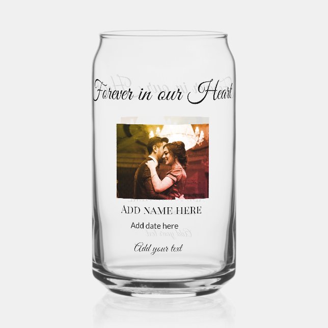 simple colourful minimal loving memory sympathy ad can glass (Front)